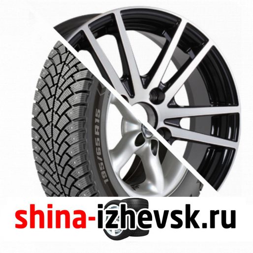 Колесо в сборе BF Goodrich G Force Stud 185/65 R14 Q 86 + Tech Line 435 5.5xR14 4×98 ET35 DIA58.6 Глянцевый черный с полированной лицевой частью в Ижевске